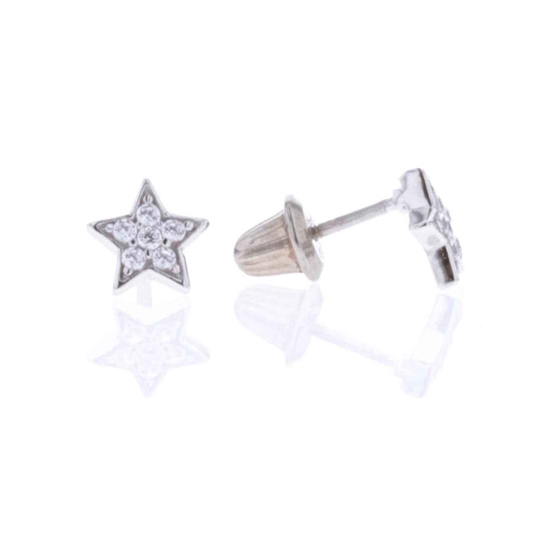 Sterling Silver CZ Star Stud Earrings