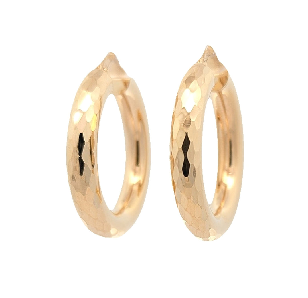 10K Yellow Gold Diamond Cut Medium Hoop Earrings