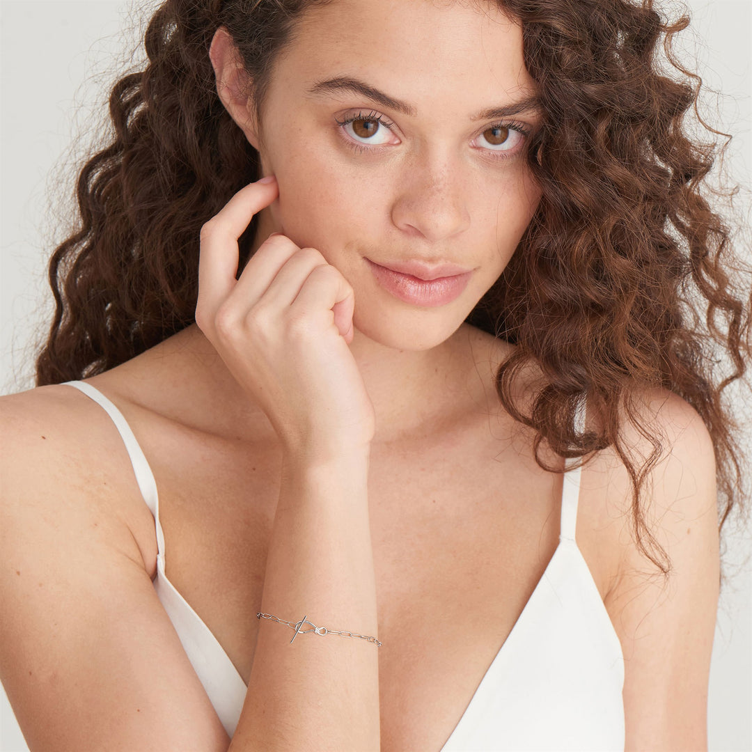 Forget Me Knot Silver Knot T Bar Chain Bracelet