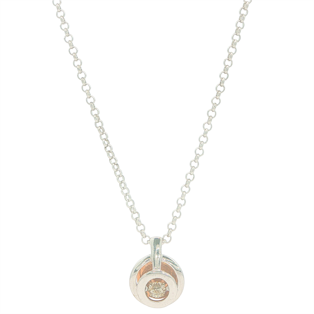 10KT White and Rose Gold 0.10ctw Diamond Necklace