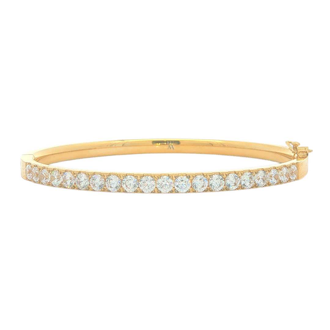 ITALGEM Gold IP S. Steel with Cubic Zirconia Bangle Bracelet 5.5"