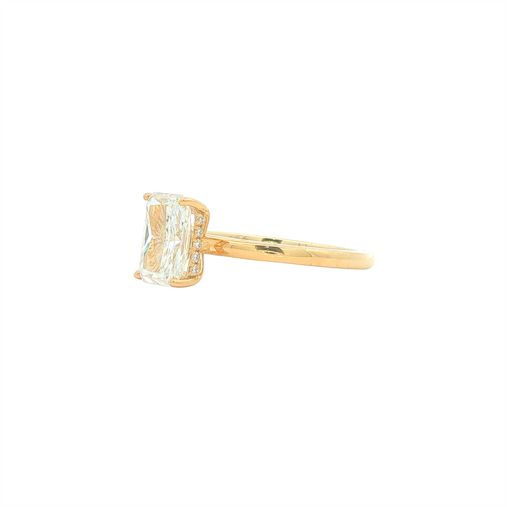 14KT Yellow Gold 1.6ctw Lab Grown Radiant Cut Diamond Engagment Ring with Hidden Halo