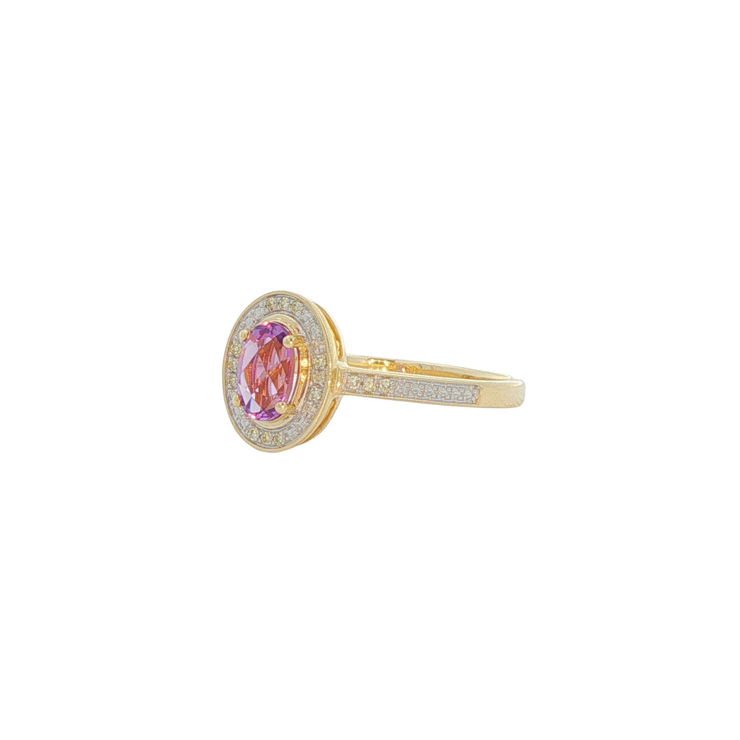 10K Yellow Gold Amethyst 0.06ctw Diamond Ring