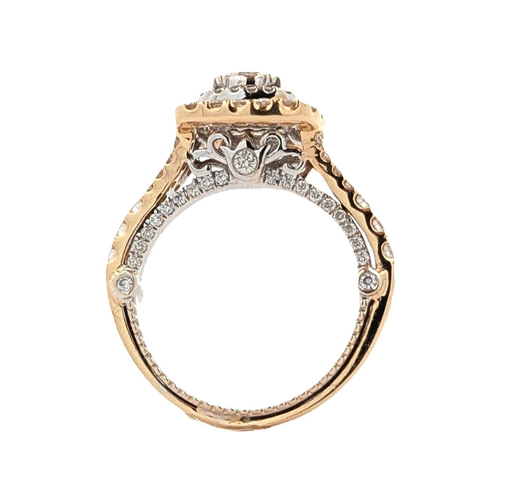 18KT Yellow and White Gold 1.22ctw Diamond Cluster Estate Ring