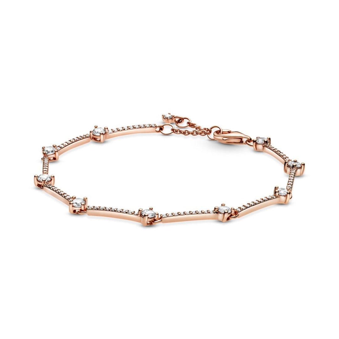 Rose bracelet with clear cubic zirconia