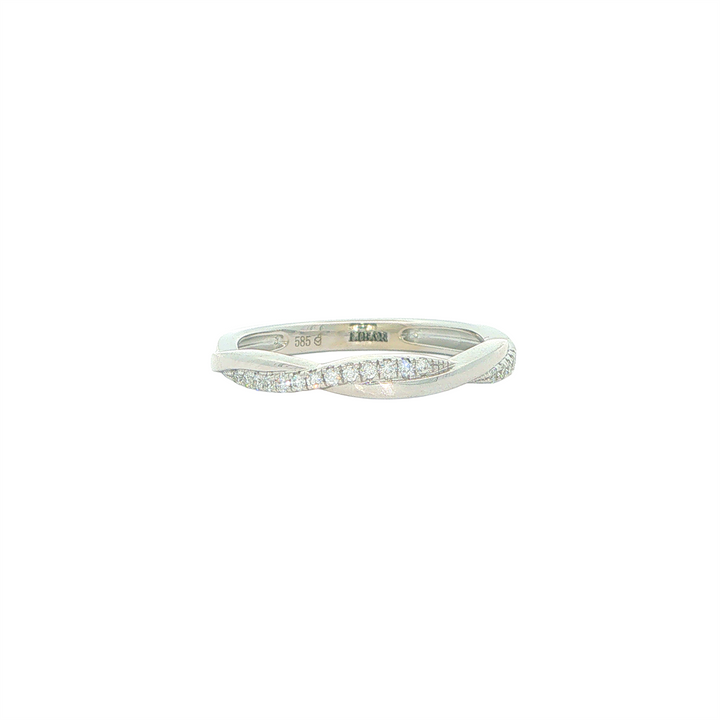 14KT White Gold Crossover French-Pave 0.09 tcw Diamond Band