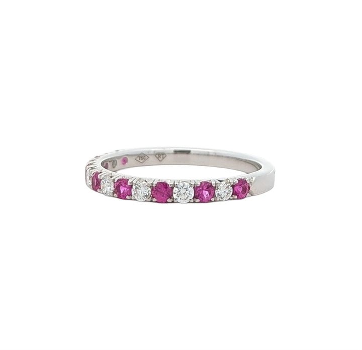 18K White Gold 0.22ctw Diamond Ruby Ring