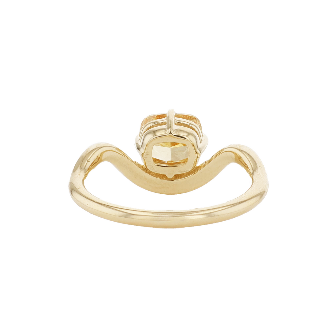 HARMONY CUSTOM 14KT Yellow Gold 1.10ct Lab Grown Fancy Orange Yellow Cushion Cut Solitaire Diamond Ring