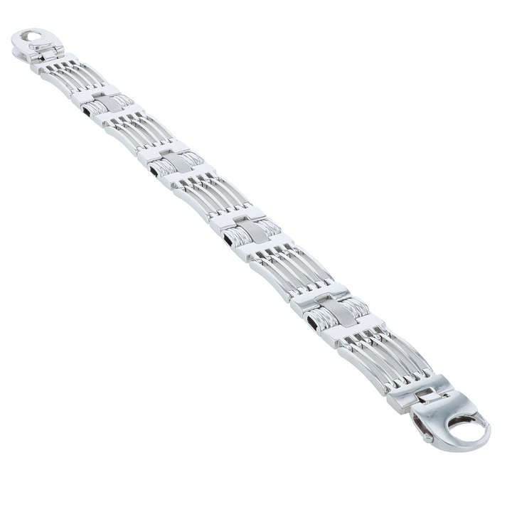 18KT White Gold Rectangular Link Estate Bracelet 8.25"