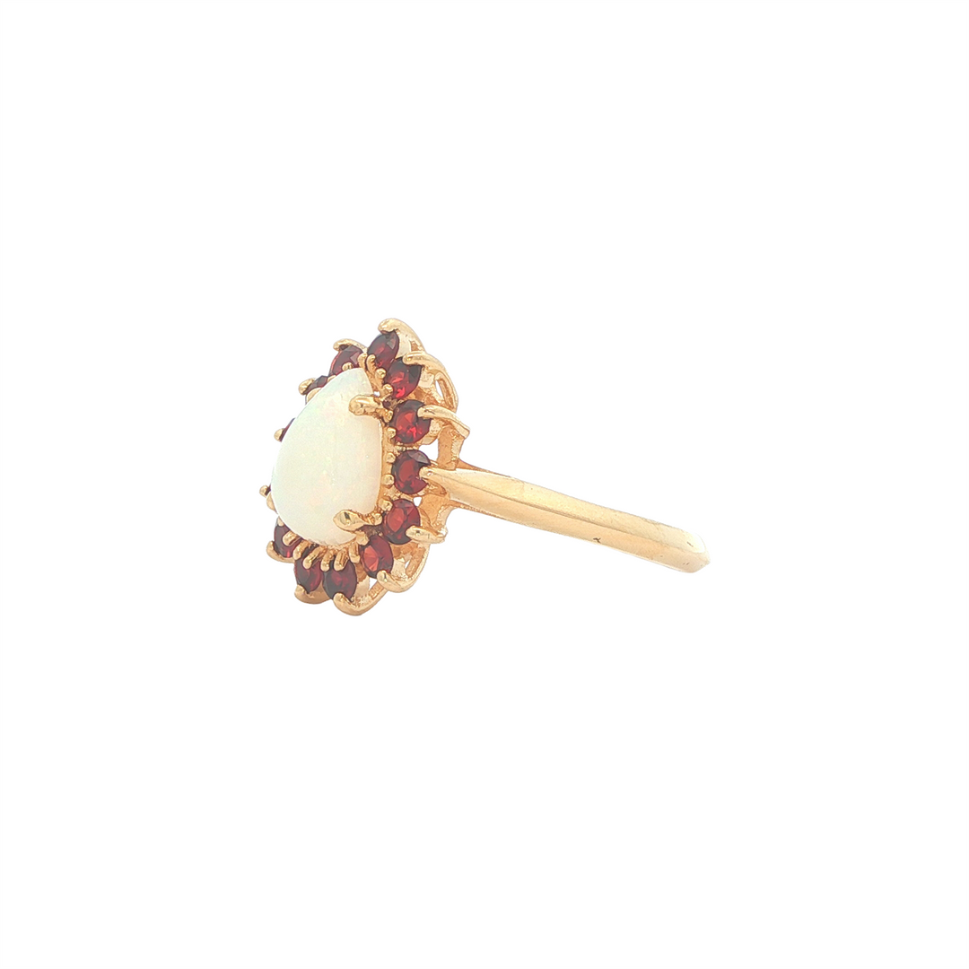 14K Yellow Gold Opal Ruby Estate Ring