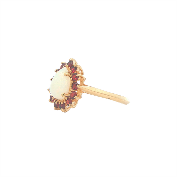 14K Yellow Gold Opal Ruby Estate Ring