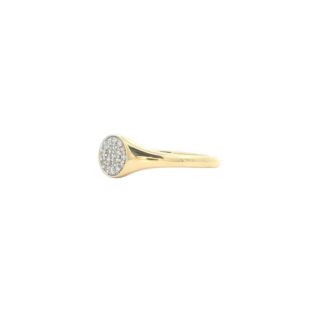 Monte Luna SS Gold Plated 0.1ctw Lab Diamond Pave Circle Signet Ring