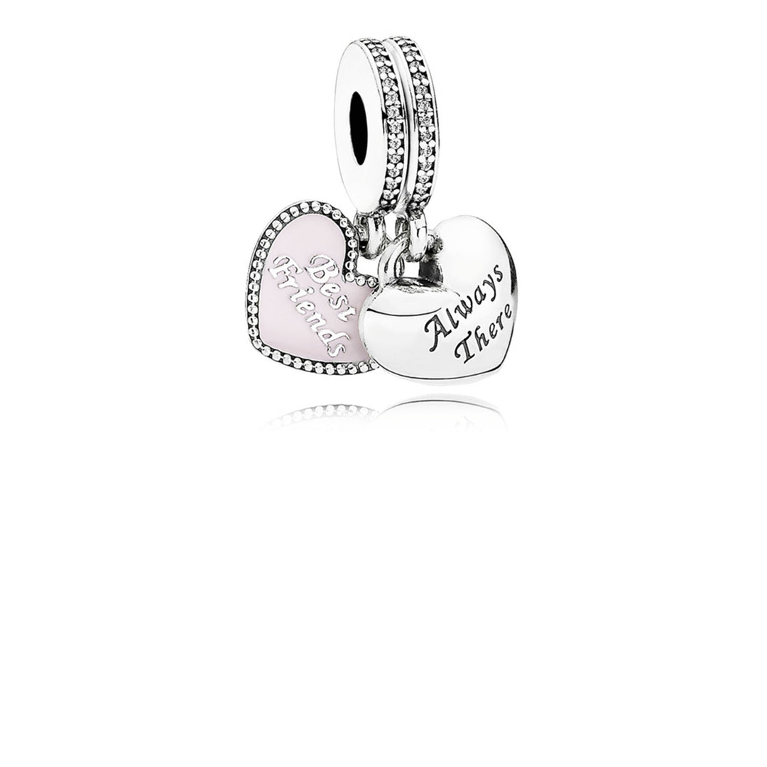 Dangle Best Friends with Soft Pink Enamel and Clear CZ