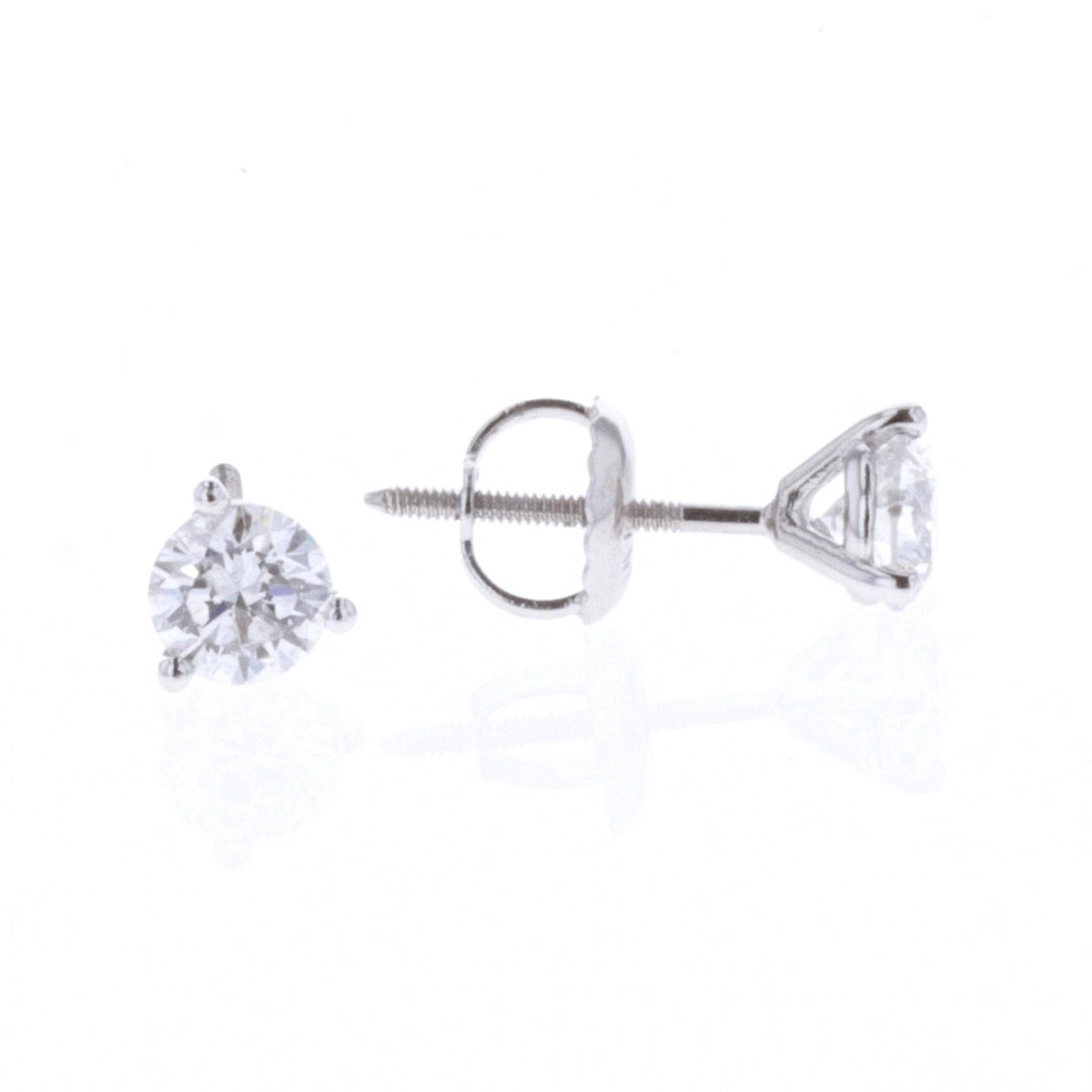 14KT White Gold 0.64ctw Diamond Estate Stud Earrings