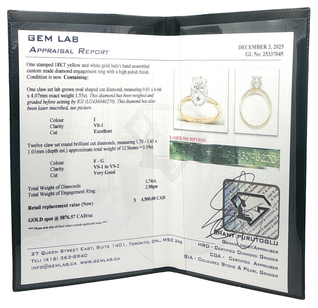 18KT Two-Toned 1.74ctw Lab Grown Diamond Engagement Ring