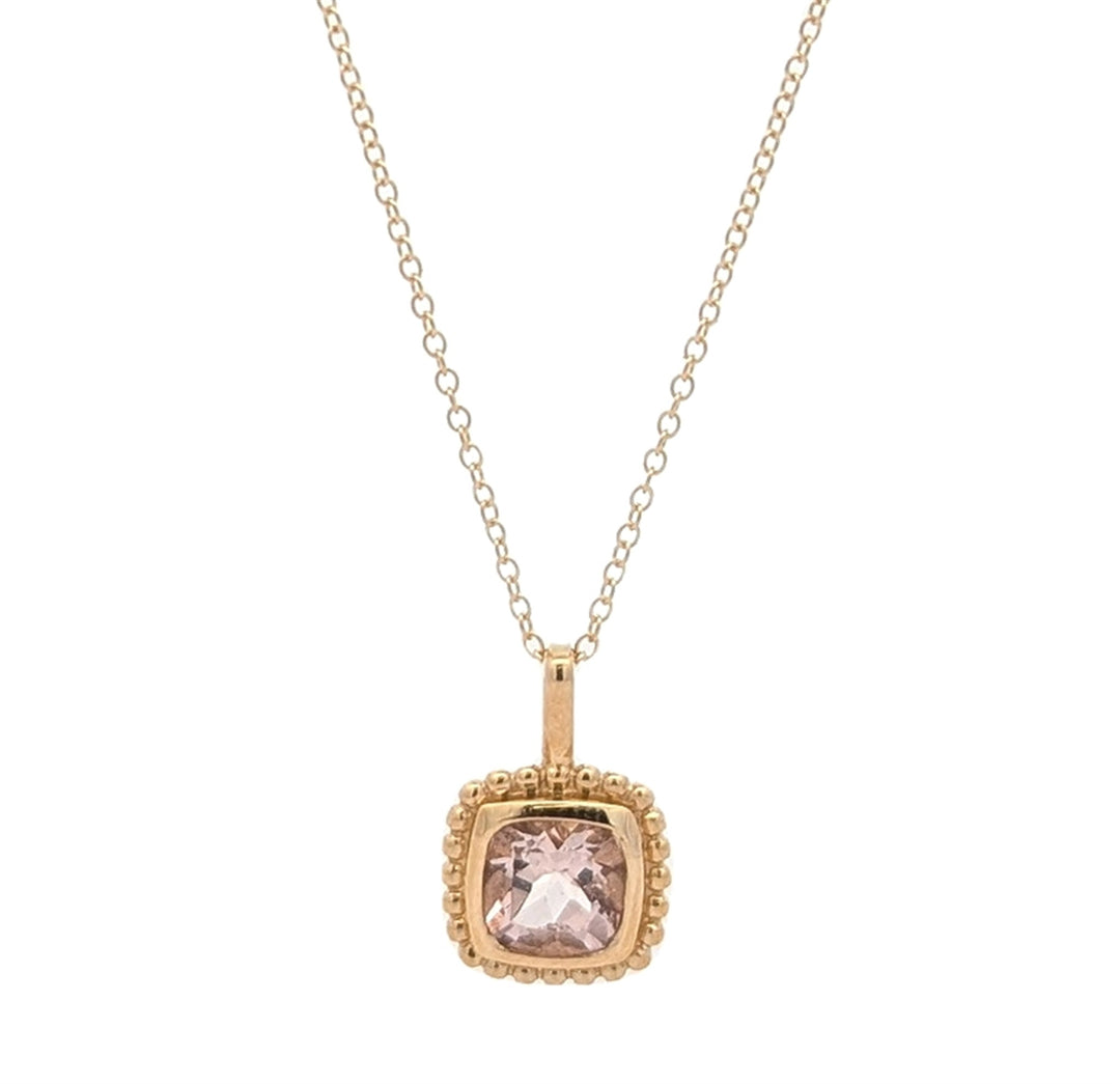 10KT Yellow Gold Morganite 18" Necklace