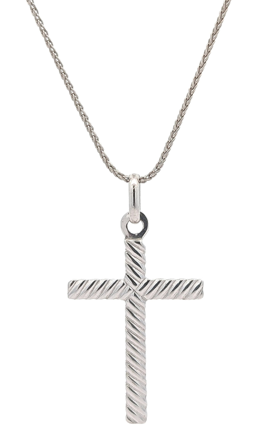 Platinum-18KT White Gold Cross 18" Necklace