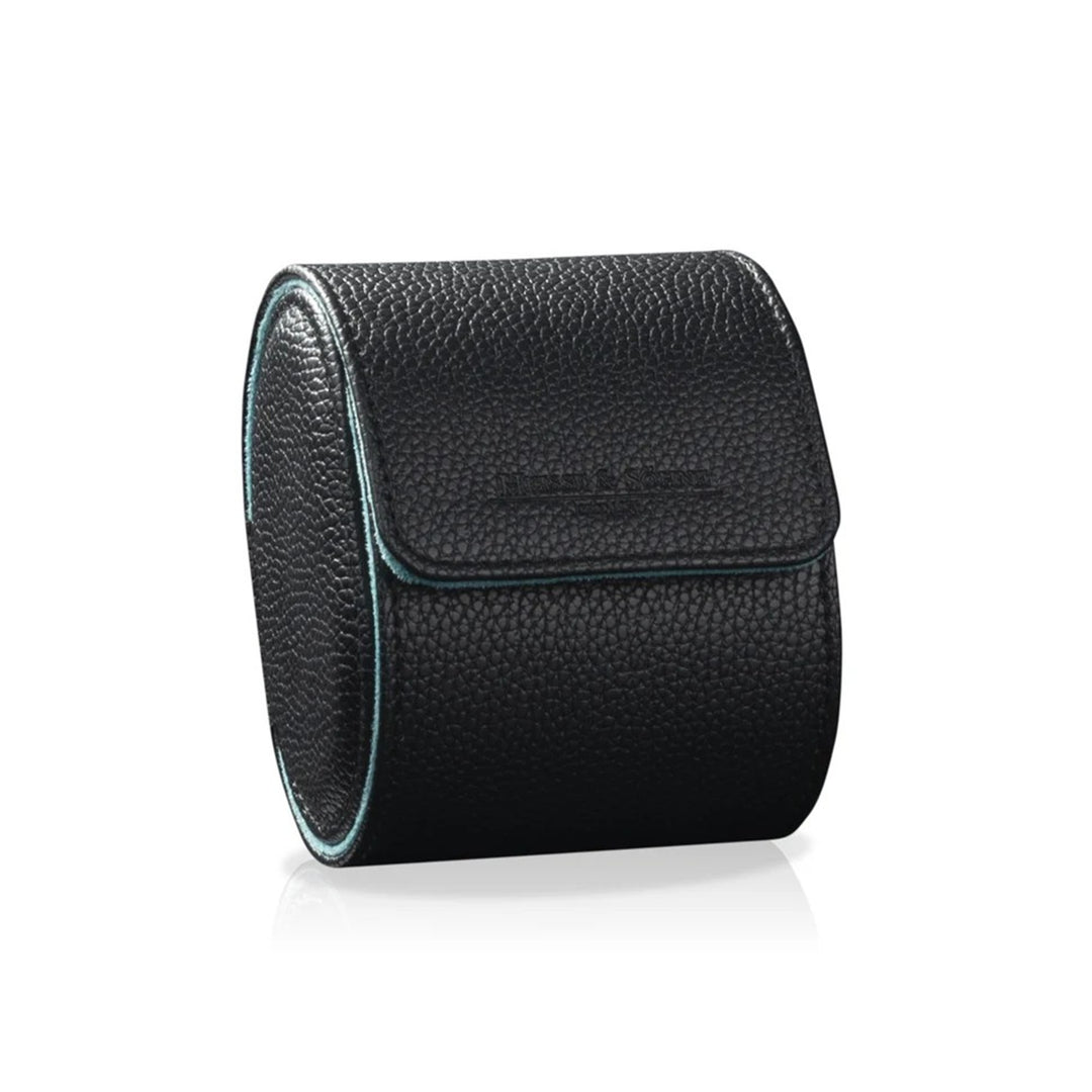 HEISSE & SOHNE "Charles" Single Watch Roll in Black & Turquoise