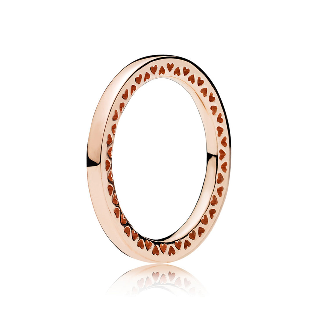 Ring in Rose with cut-out hearts