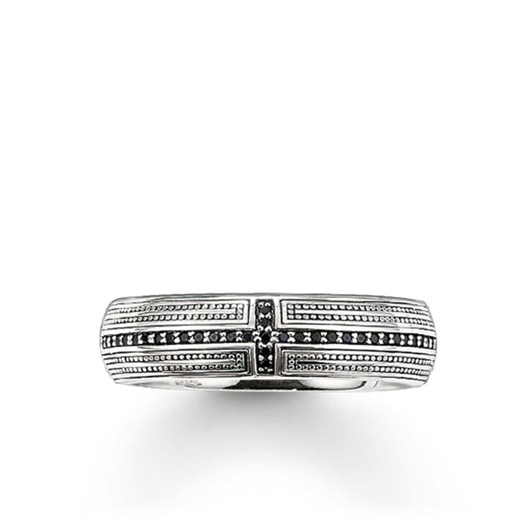 Sterling Silver Cross Pave Band