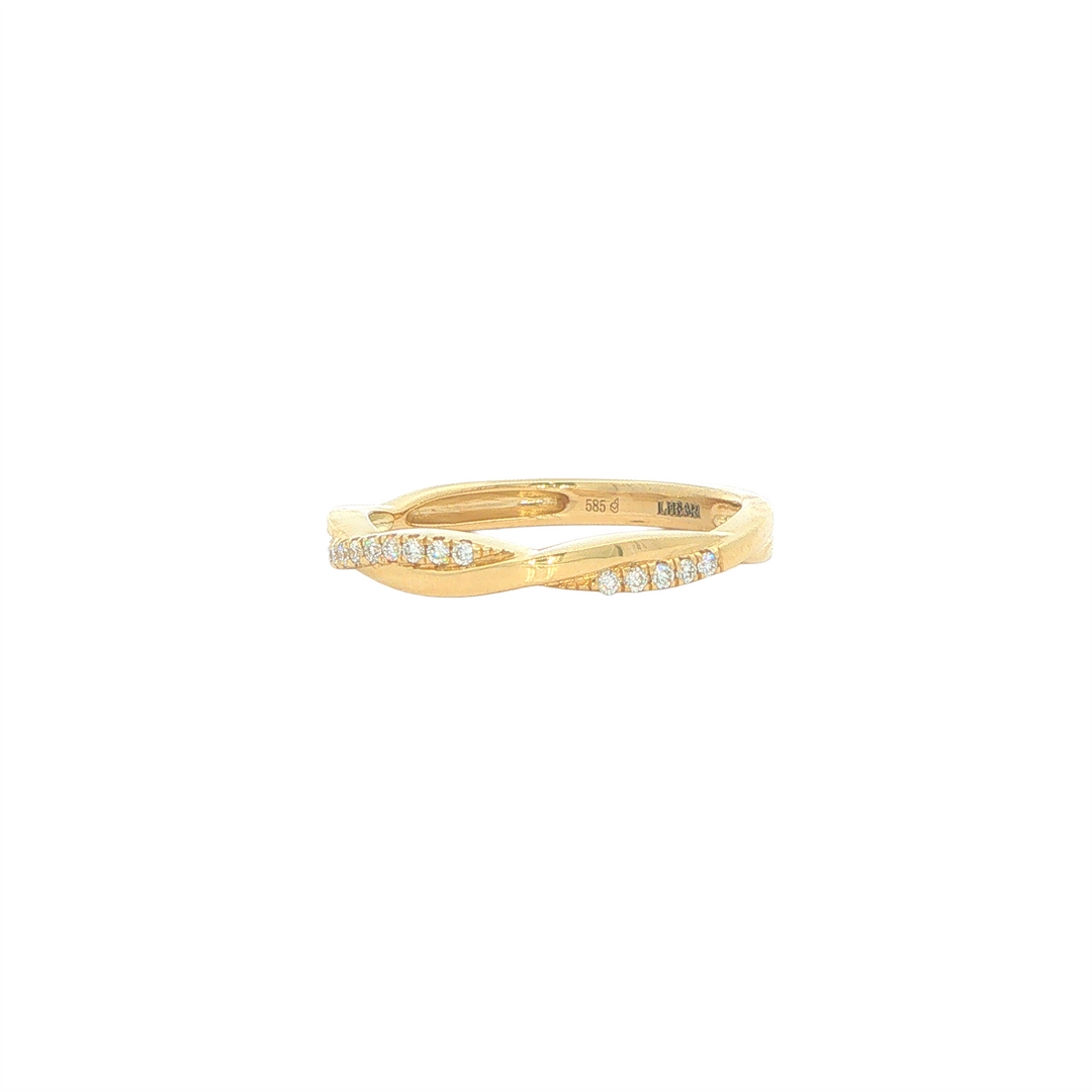 14KT Yellow Gold Crossover French-Pave 0.09 tcw Diamond Band