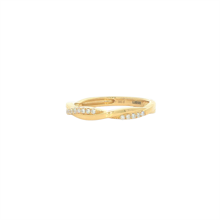 14KT Yellow Gold Crossover French-Pave 0.09 tcw Diamond Band