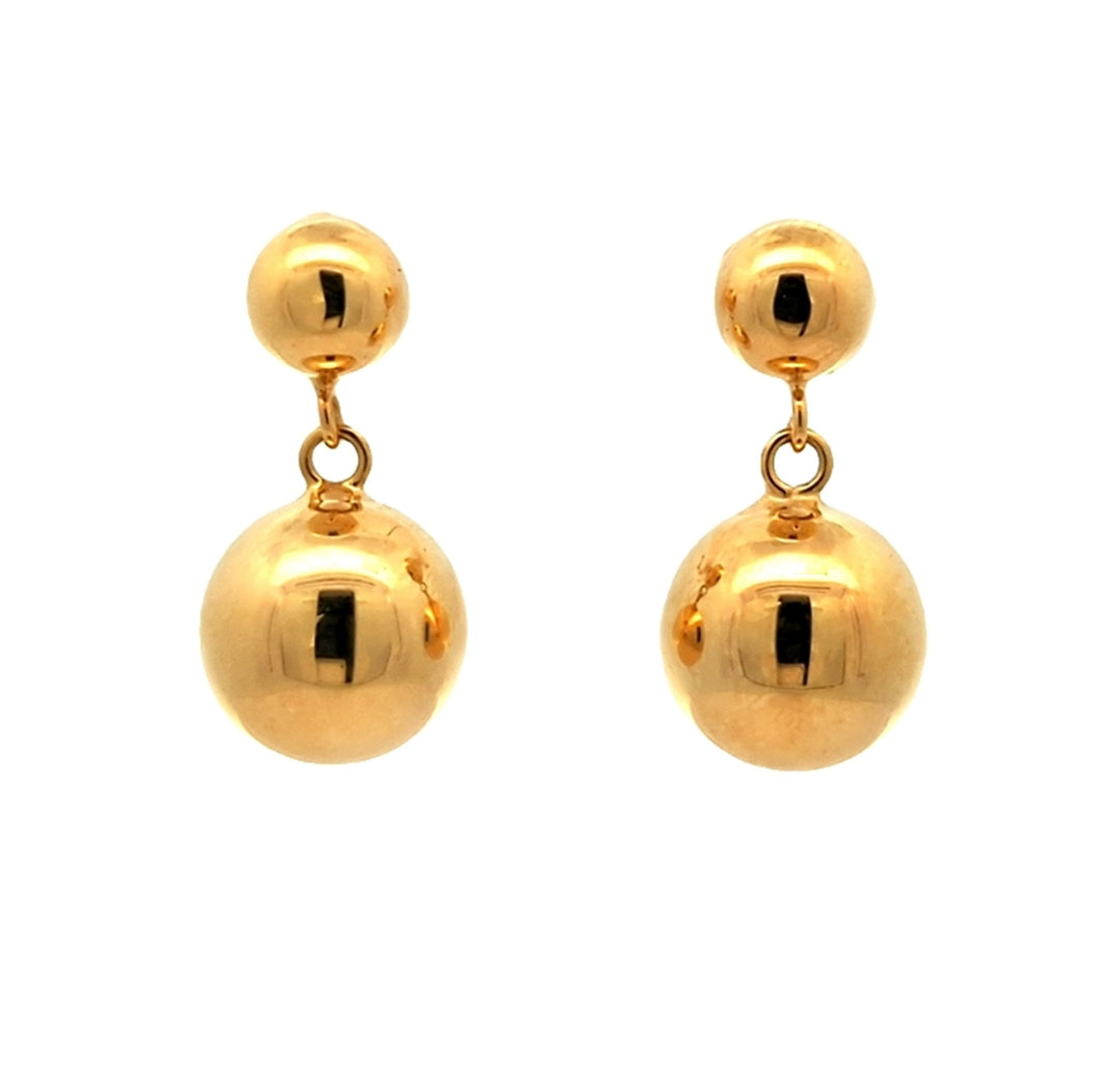 10K Yellow Gold Sphere Drop Earrings
