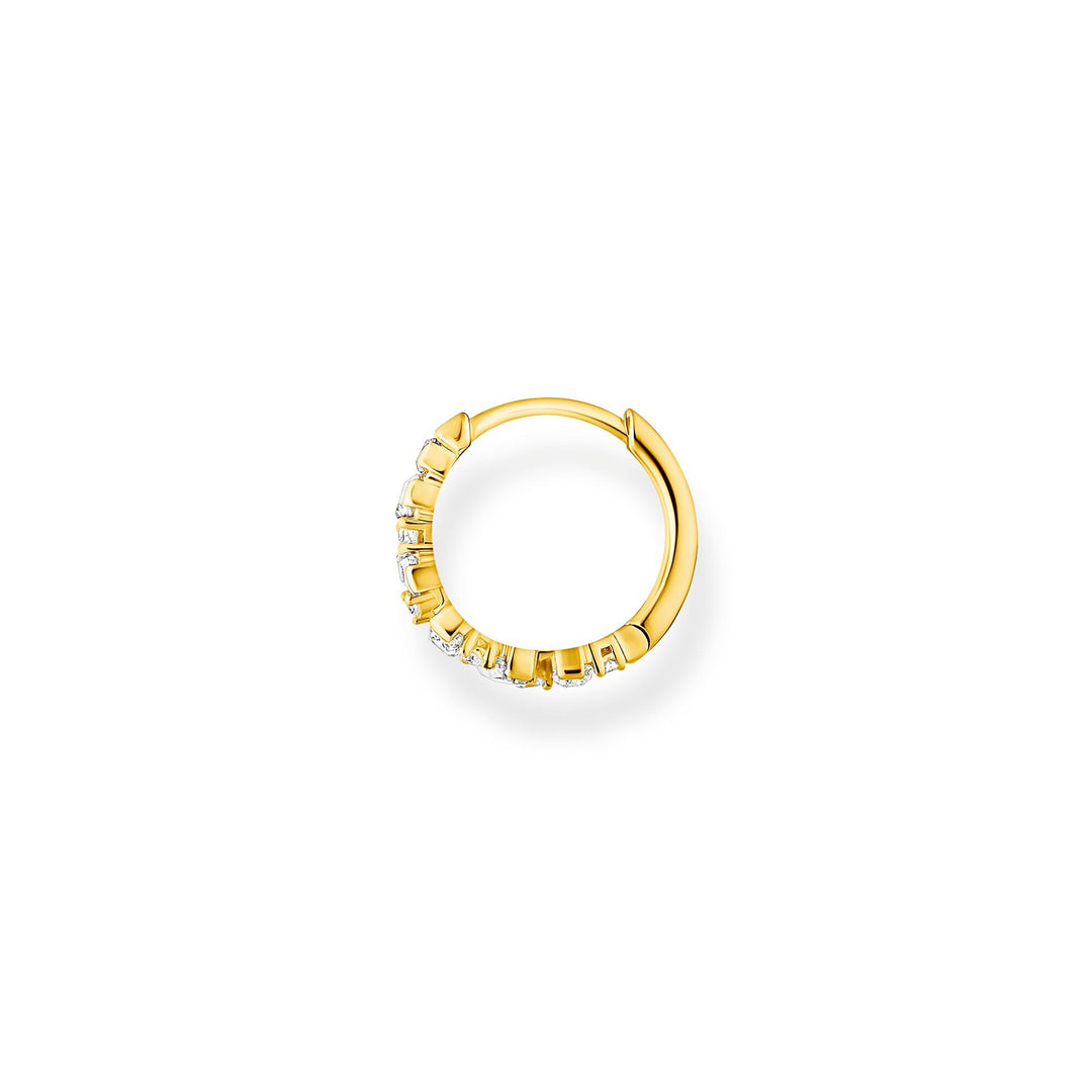 Hoop Earring White Stones Gold