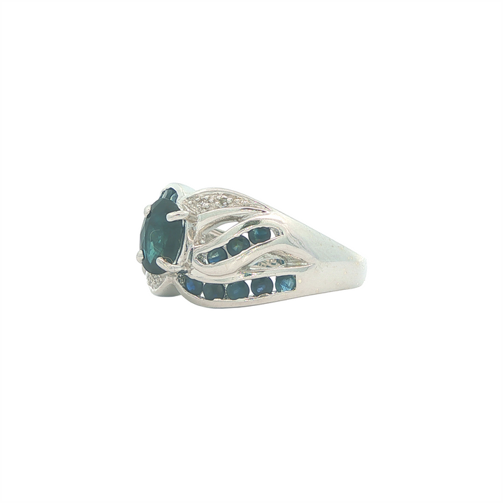 10K White Gold Sapphire Diamond Estate Ring