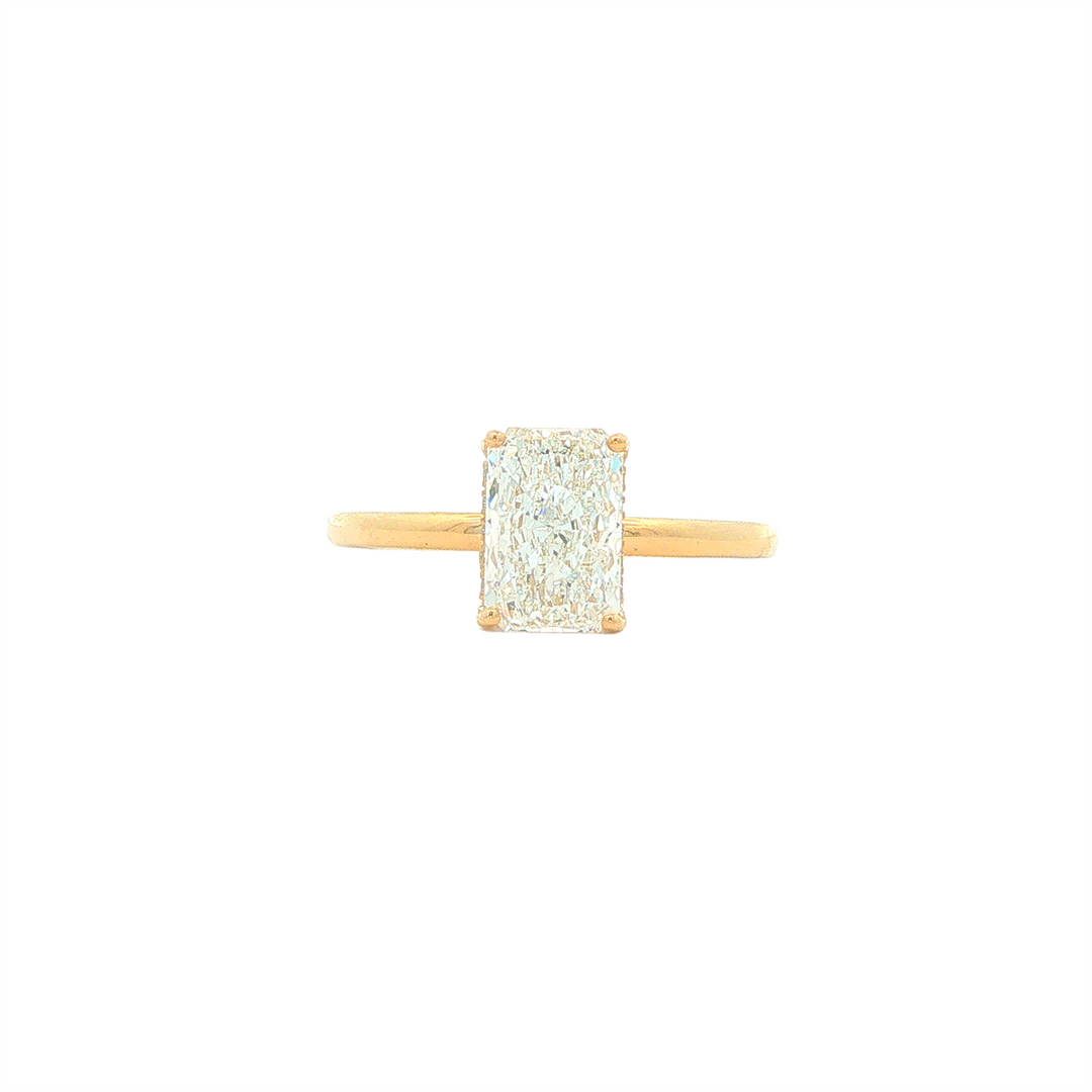 14KT Yellow Gold 1.6ctw Lab Grown Radiant Cut Diamond Engagment Ring with Hidden Halo