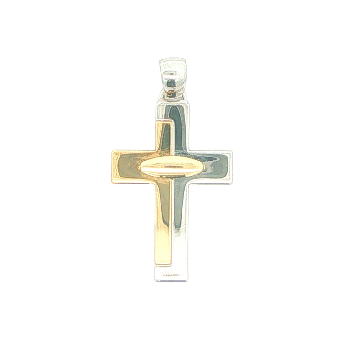 10K White and Yellow Gold  Cross Pendant
