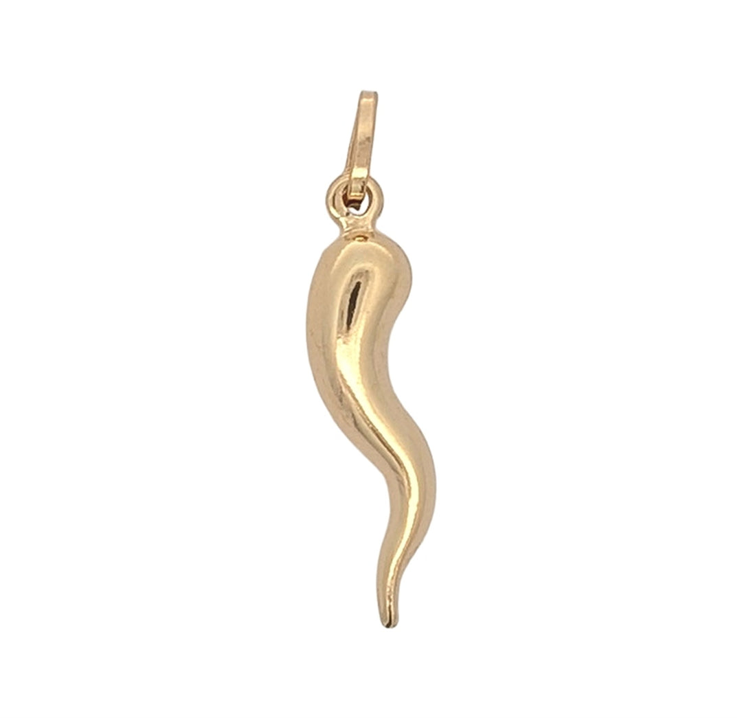 18K Yellow Gold Italian Horn Pendant