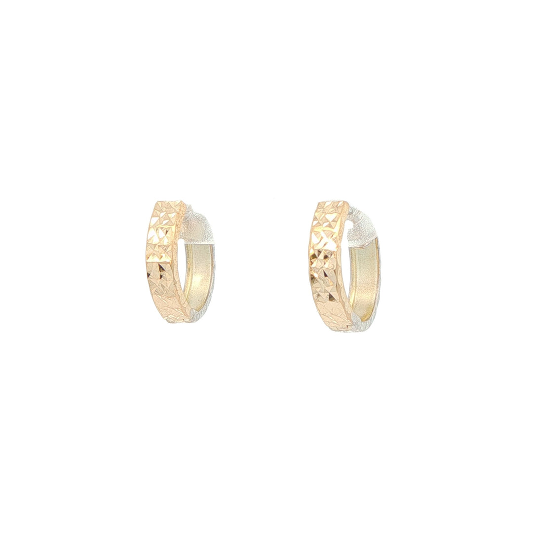 10KT Two-Tone Gold Reversible Huggie Earrings