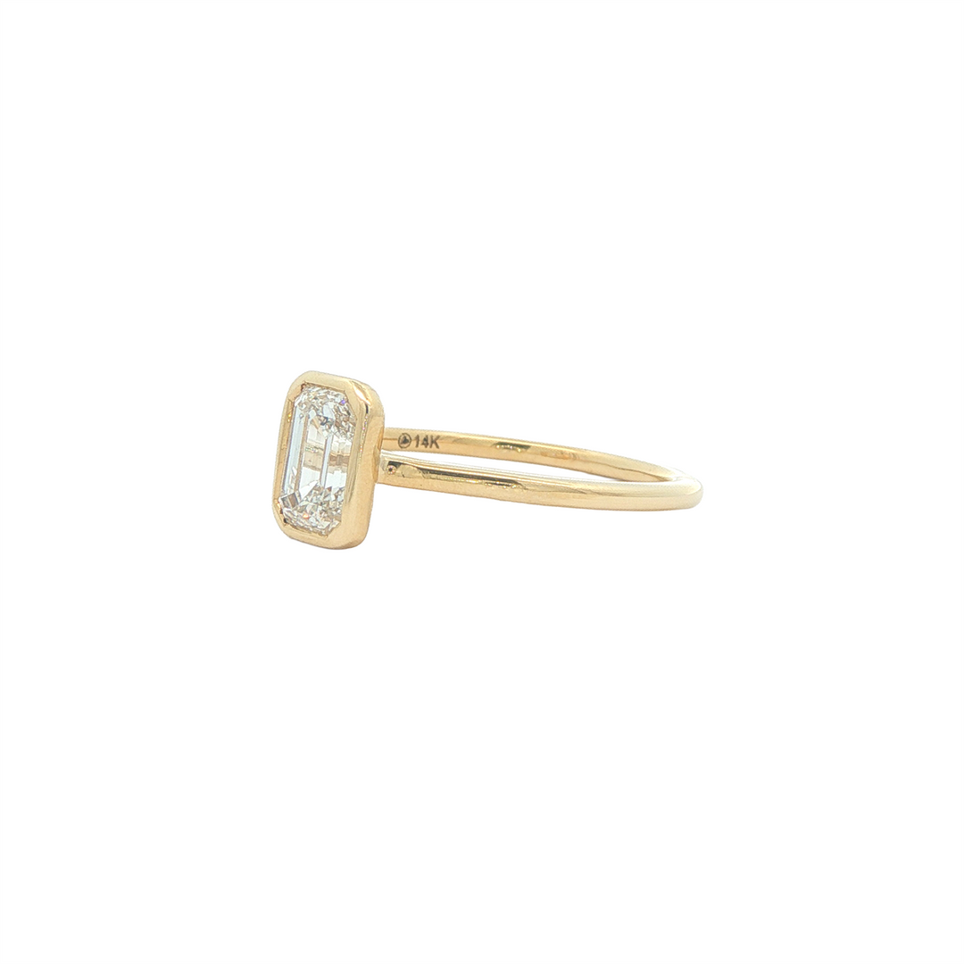 14K Yellow Gold 1.05CT Emerald Cut Lab Grown Diamond Engagement Ring