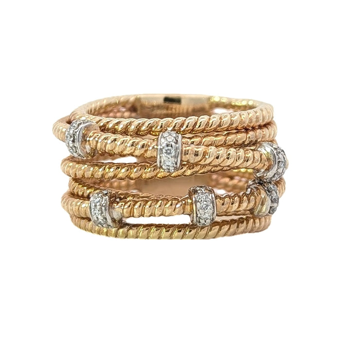 14KT Yellow and White Gold 0.14ctw Diamond Estate Cocktail Ring