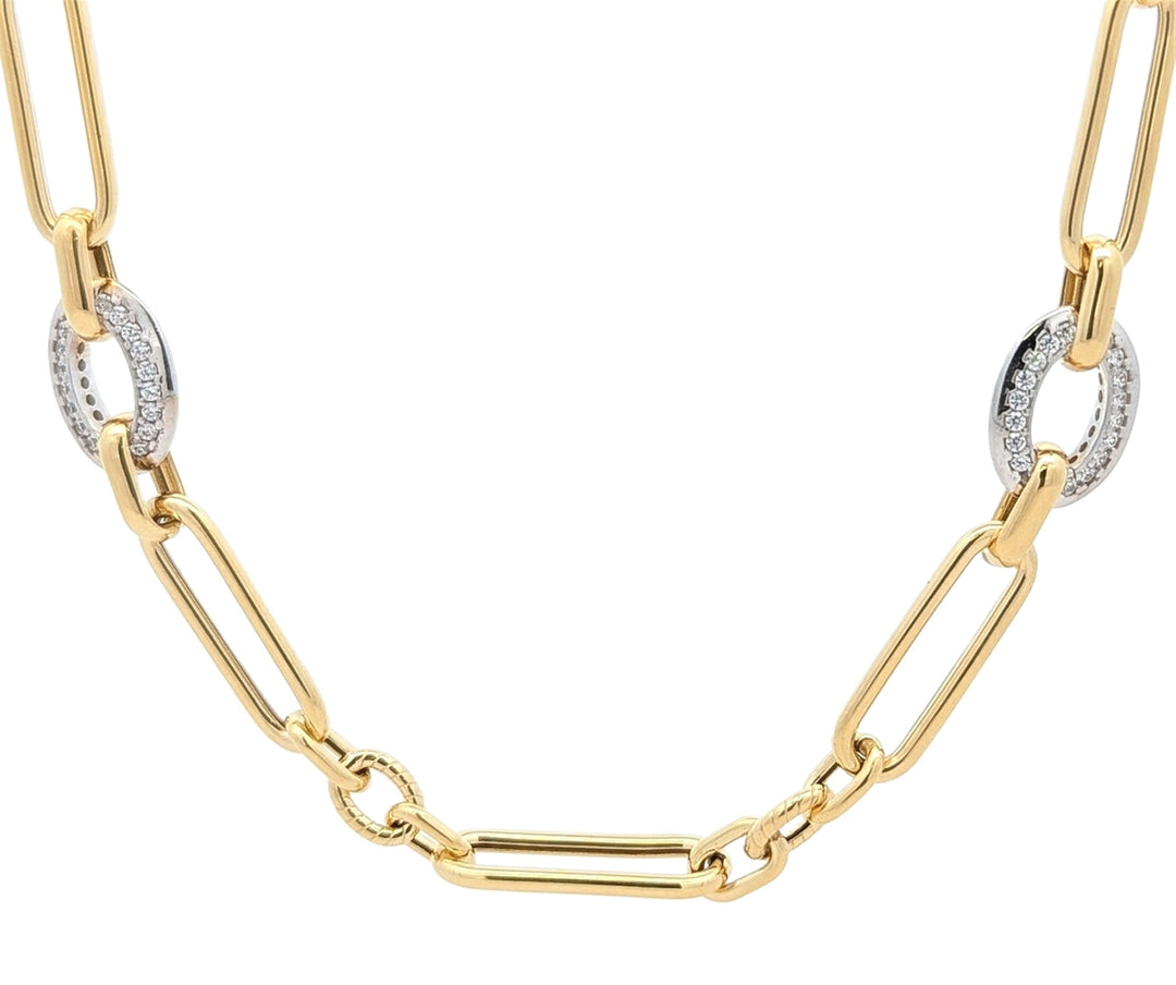 10K Two-Tone Gold Cubic Zirconia 18" Fancy Chain