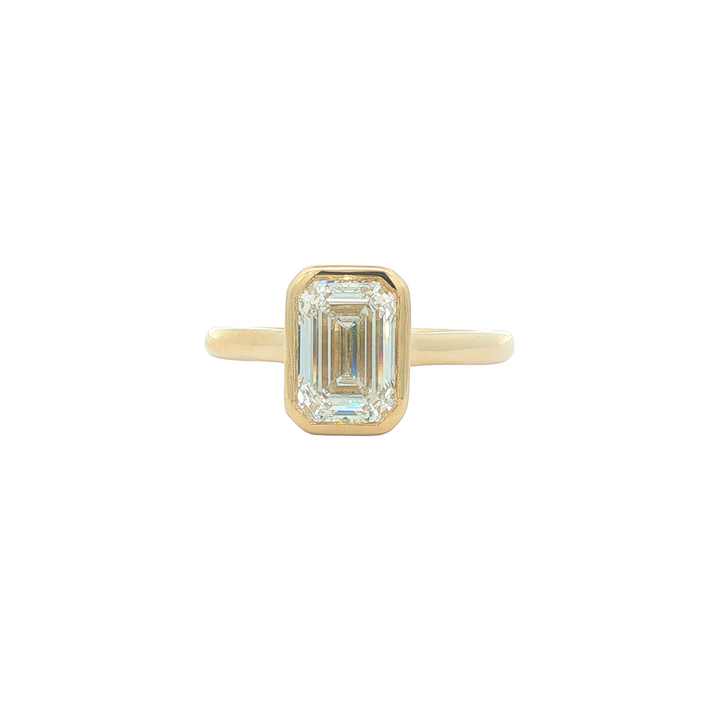 14K Yellow Gold 2.10CT Emerald Cut Lab Grown Diamond Engagement Ring