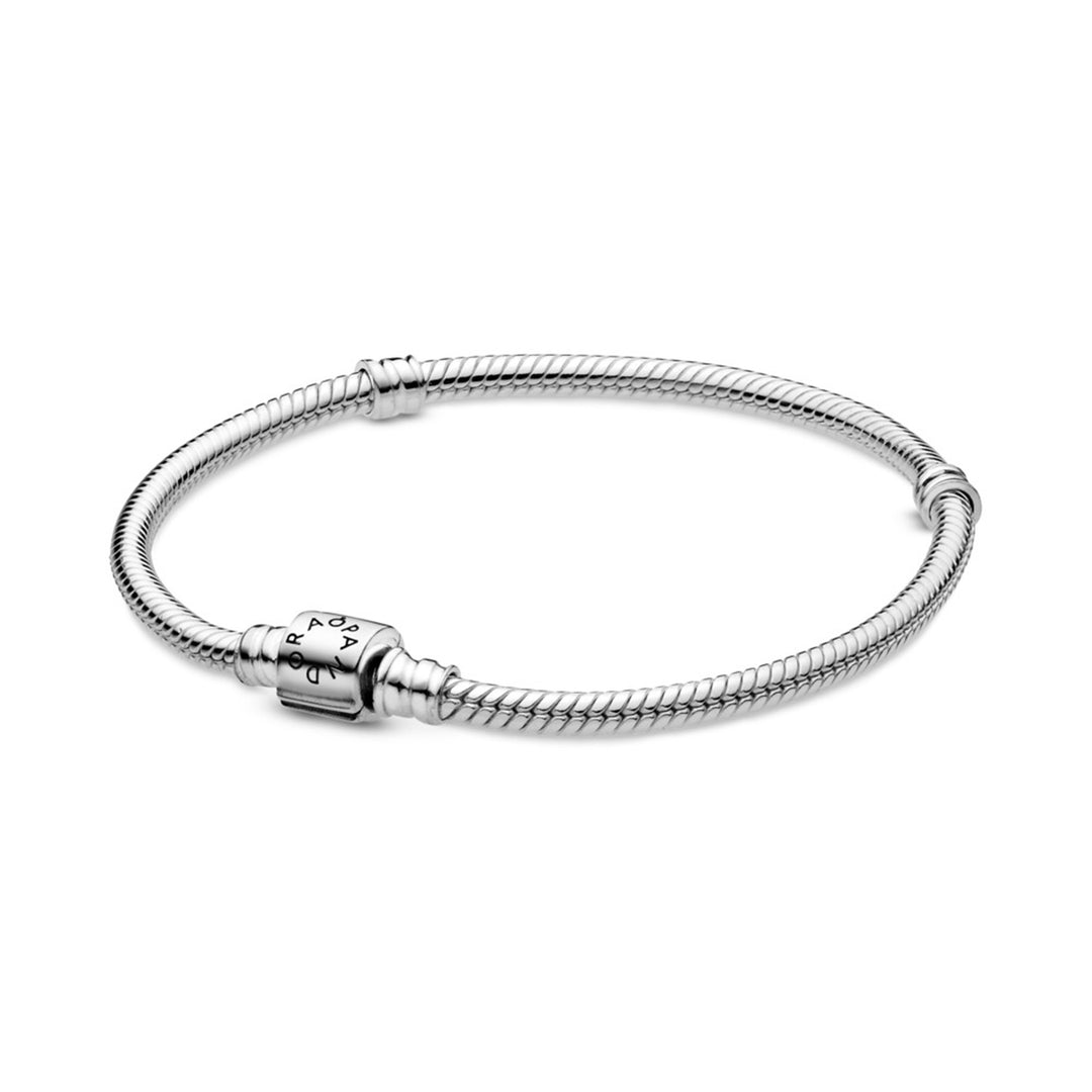 Pandora Moments Barrel Clasp Snake Chain Bracelet 7.5"