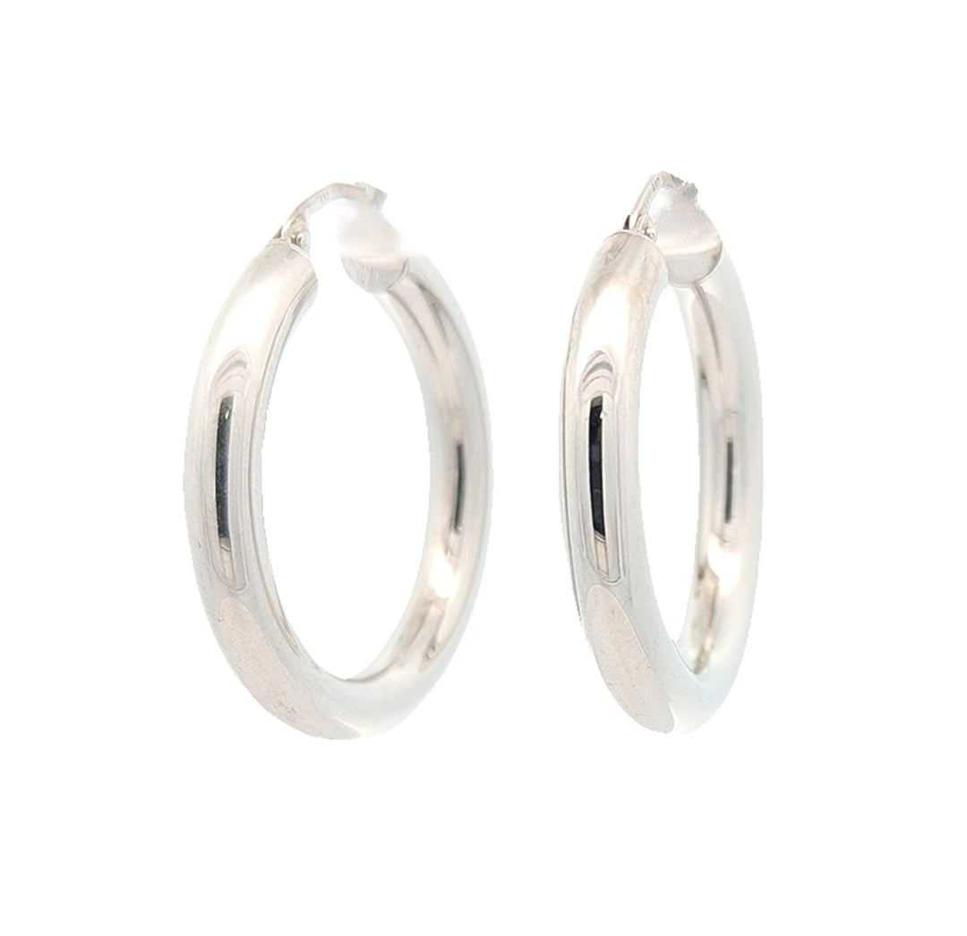 10KT White Gold Tube Hoop Earrings