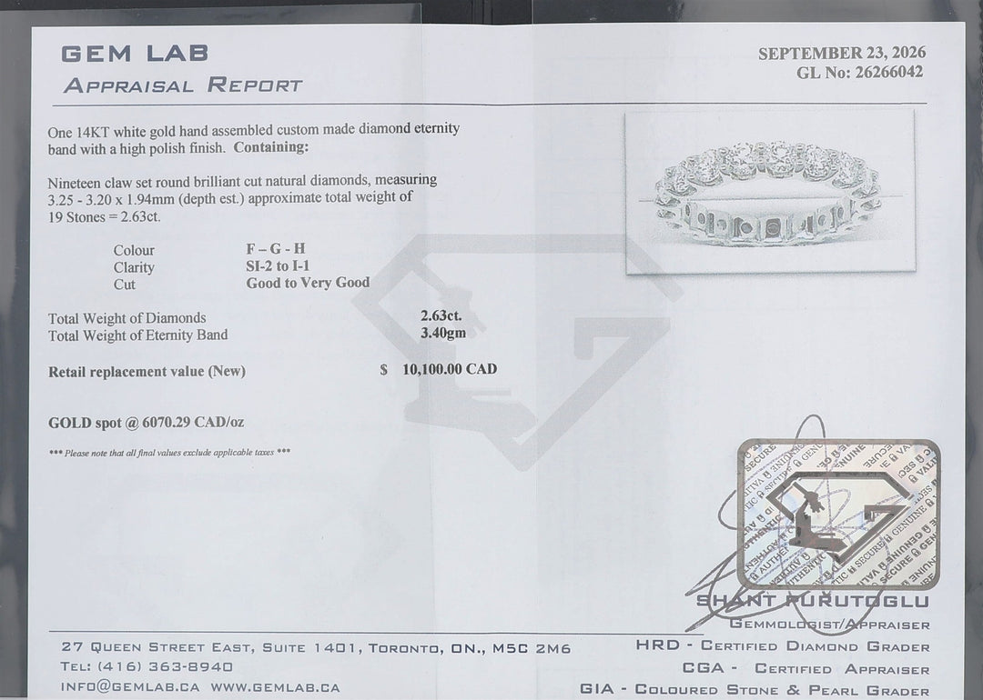 14KT White Gold 2.63ctw Diamond Eternity Band