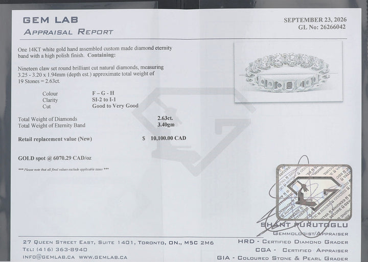 14KT White Gold 2.63ctw Diamond Eternity Band