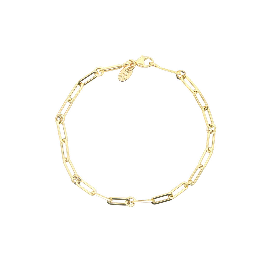14KT Yellow Gold Paperclip Link Bracelet 7.25"