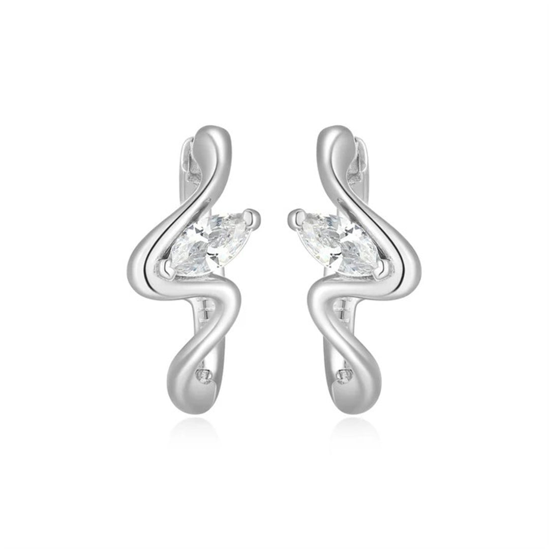 ELLE "Wink" Sterling Silver Marquise Cut Cubic Zirconia Flow Hoop Earrings