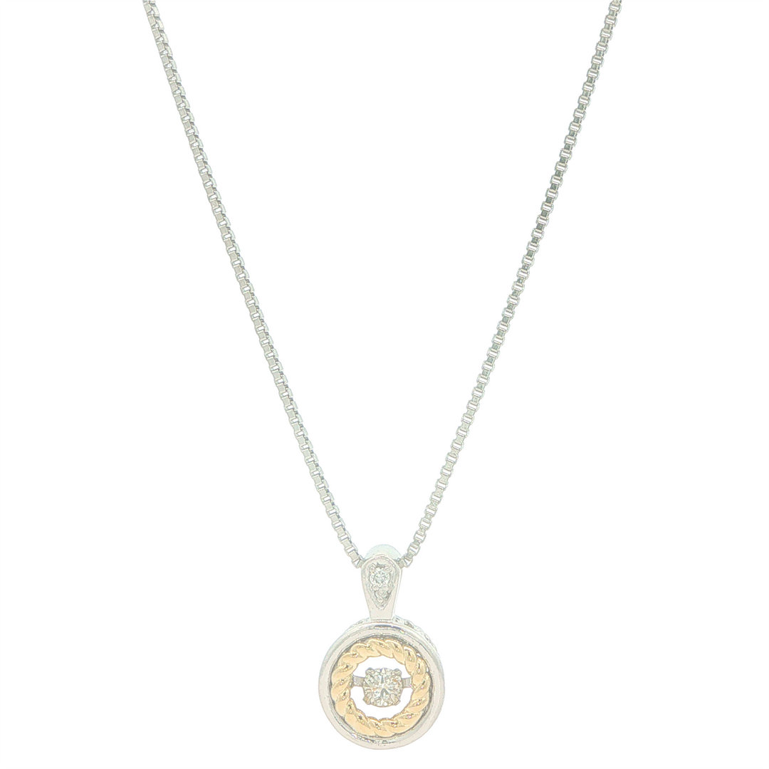 10K Yellow Gold & Sterling Silver 0.08cttw Dancer Diamond Pendant Necklace 18"