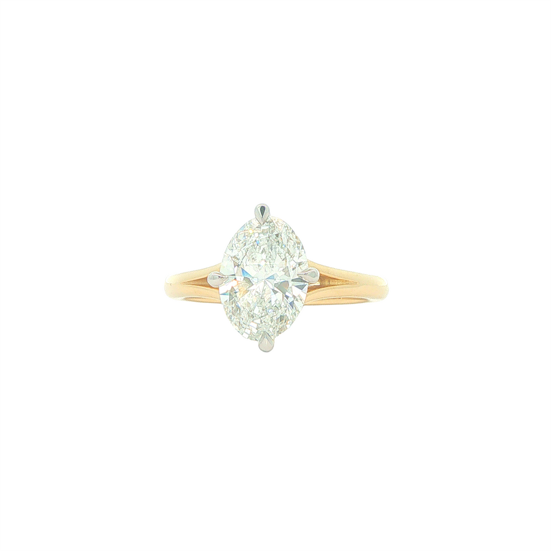 14KT Yellow and White Gold 2cttw Lab Grown Oval Cut Engagement Ring