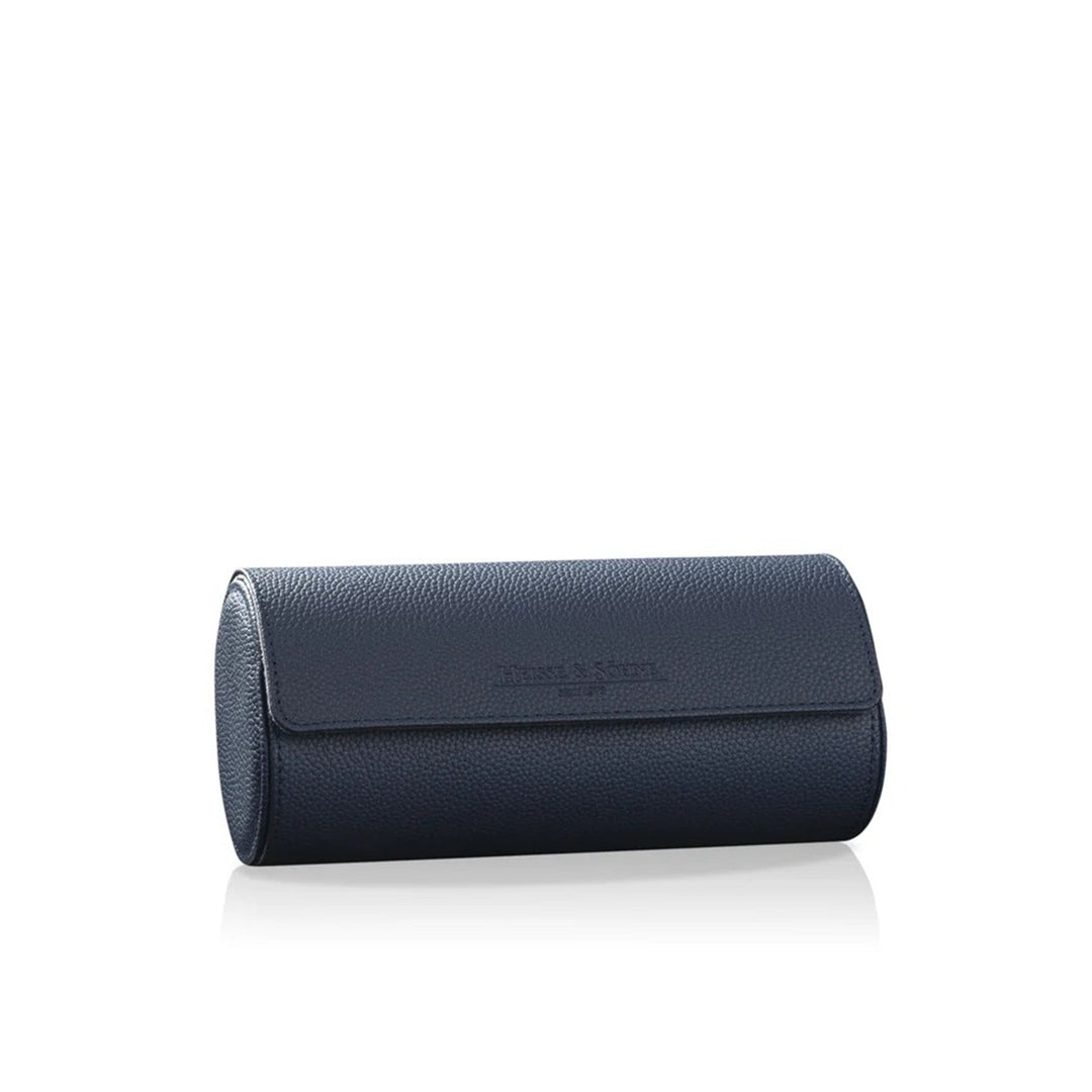 HEISSE & SOHNE "Charles 3" Triple Watch Roll in Blue & Anthracite