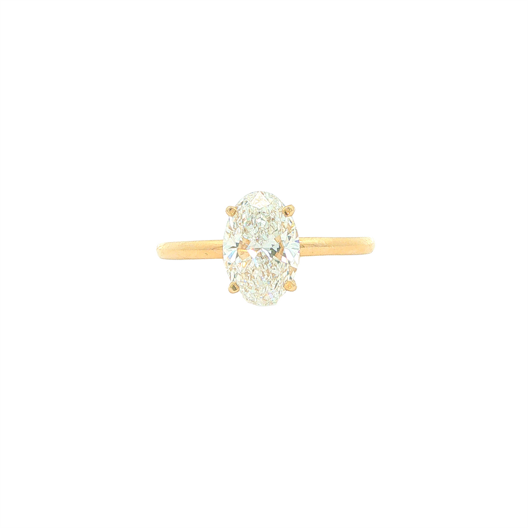 14KT Yellow Gold 1.66ctw Lab Grown Oval Cut Diamond Engagment Ring with Hidden Halo