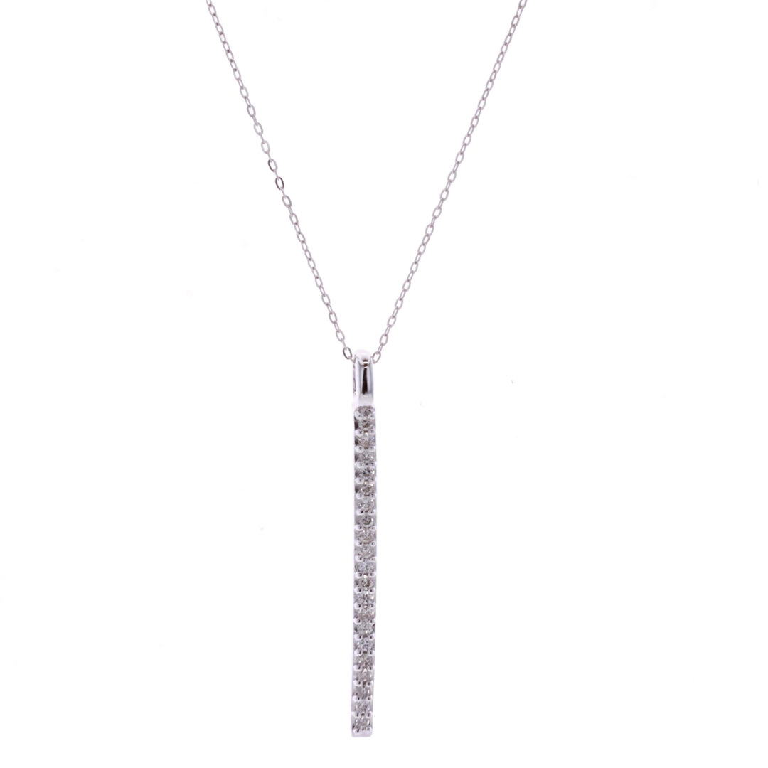 10KT White Gold 0.10ctw Diamond Icicles Vertical Bar Necklace