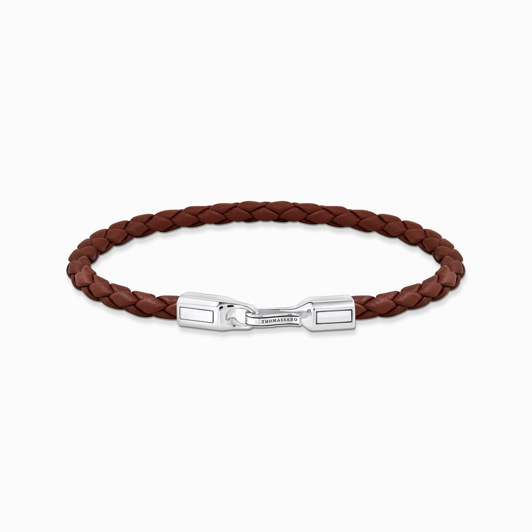 Thomas Sabo Sterling Silver Braided Brown Leather Bracelet