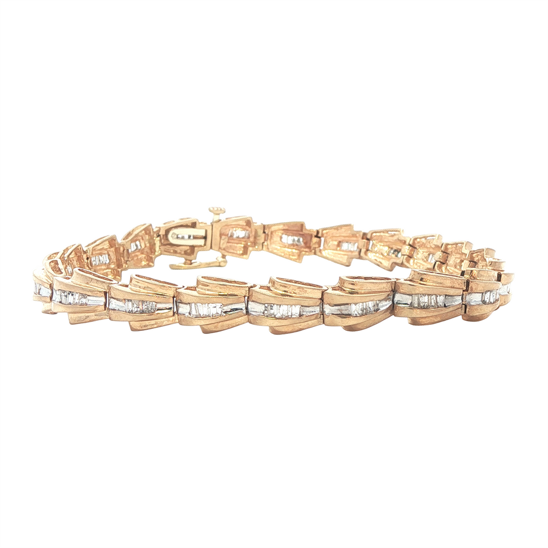 14KT Yellow Gold 1.00ctw Diamond 7" Estate Bracelet